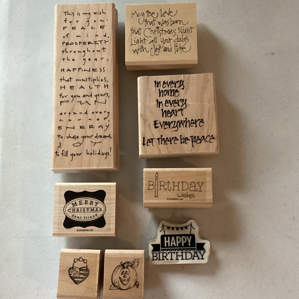 Wooden Stamp Set with Inspirational and Holiday Designs